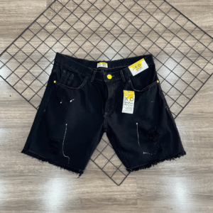 SHORTS JOGADOR JEANS BROW JEANS ( PRETO RISCA BRANCA )