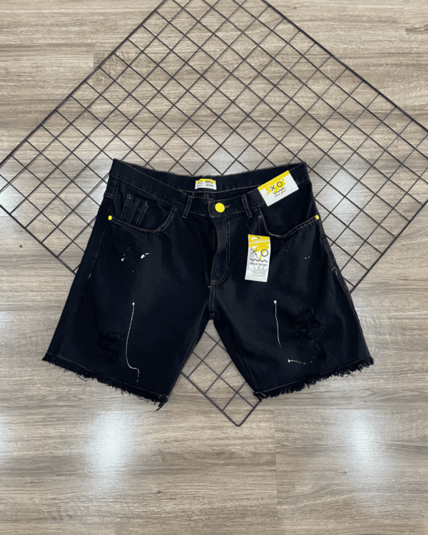 SHORTS JOGADOR JEANS BROW JEANS ( PRETO RISCA BRANCA )