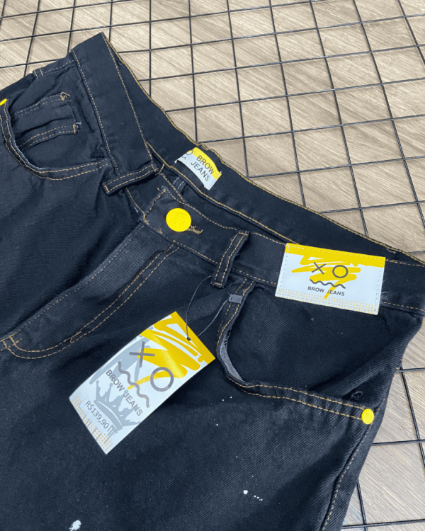 SHORTS JOGADOR JEANS BROW JEANS ( PRETO RISCA BRANCA ) - Image 4