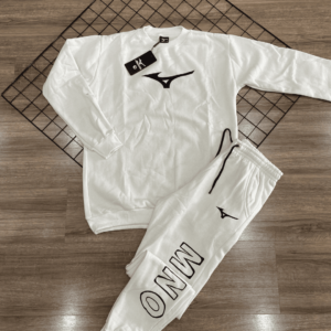CONJUNTO MIZUNO BRANCO GOLA CARECA