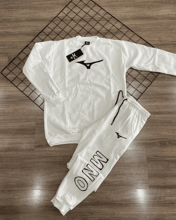 CONJUNTO MIZUNO BRANCO GOLA CARECA