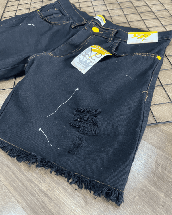 SHORTS JOGADOR JEANS BROW JEANS ( PRETO RISCA BRANCA ) - Image 3