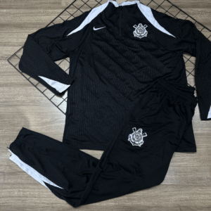 CONJUNTO MOLETOM CORINTHIANS PRETO JOGADOR 3535
